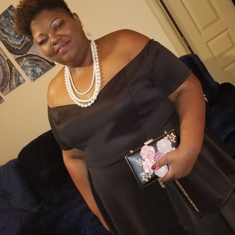 Black Tiered Off Shoulder Dress